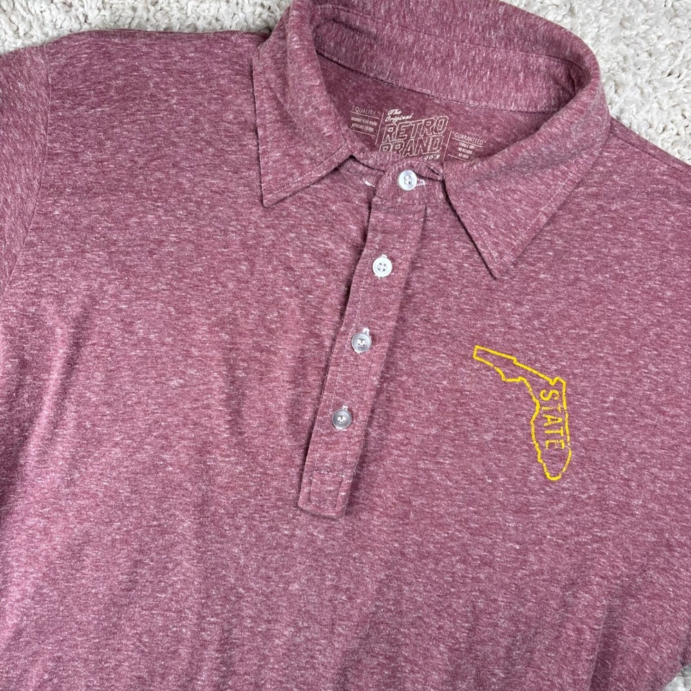 Retro Brand Mens Polo Shirt Large Maroon Florida State FSU Embroidered Seminoles